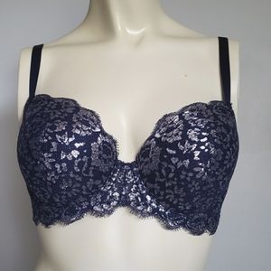 32DD Victoria's Secret Dream Angels Lined Demi Bra Navy And Silver